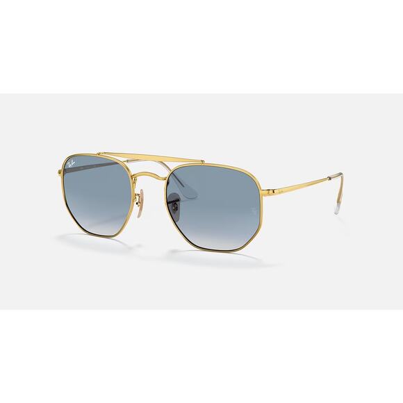 Ray-Ban The Marshall Sunglasses Gold Rim Light Blue Lenses Brand New - Picture 1 of 5